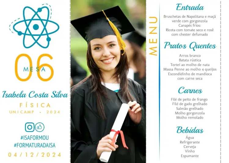 Invitación Menú Triángulo Graduación Física Con Foto Triángulo