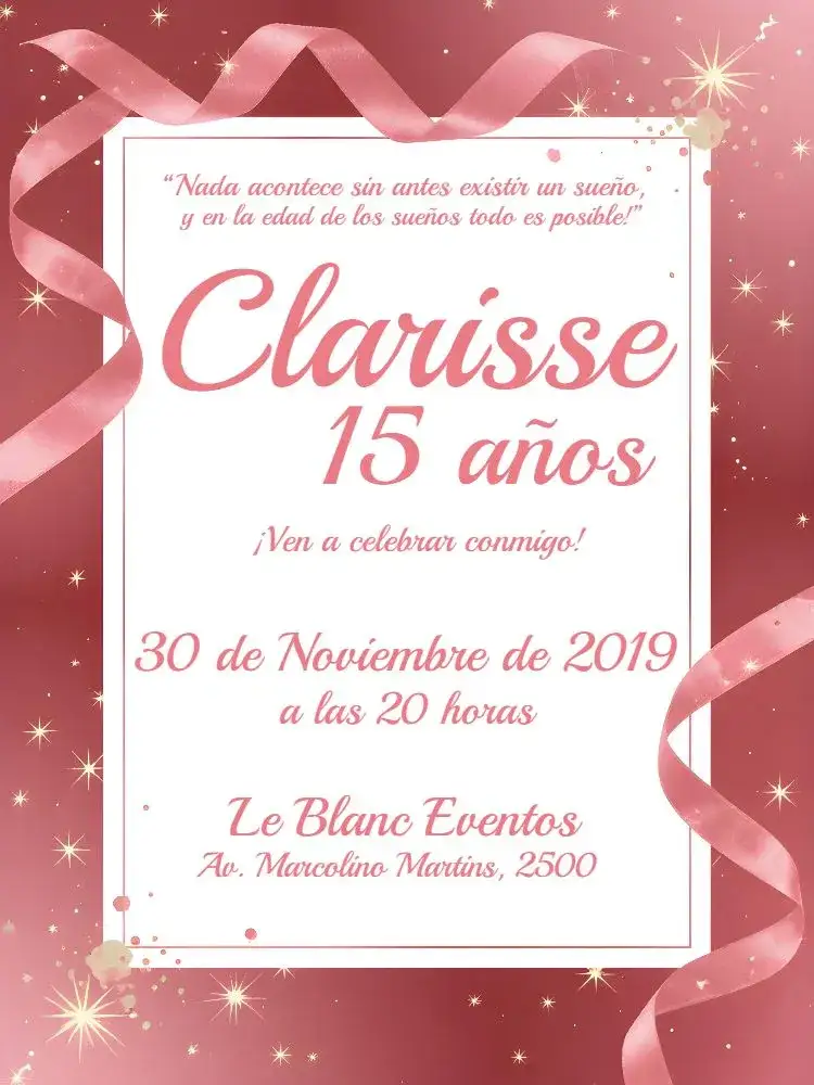 Invitación 15 Años - Rosa y Blanco – tema 15 años romántico, moderno, delicado, elegante, femenino, minimalista