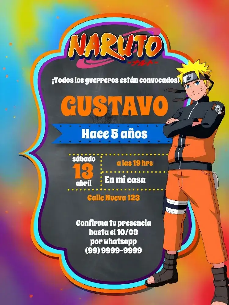 Invitación Naruto Blanco