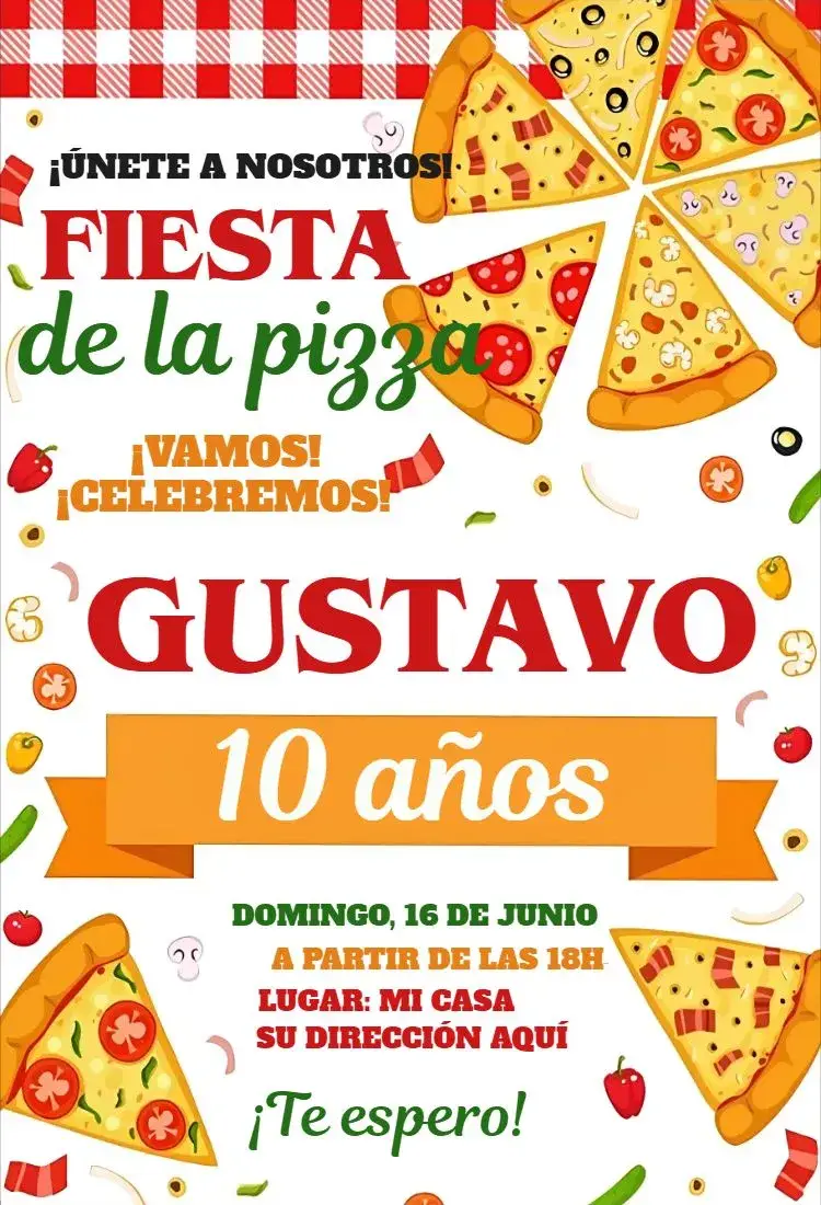 Invitación Pizza Party 1