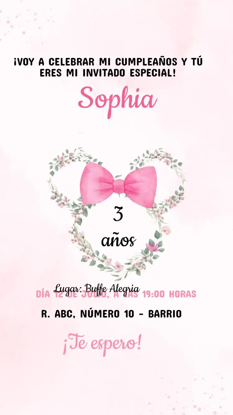 Invitación Cumpleaños Minnie
