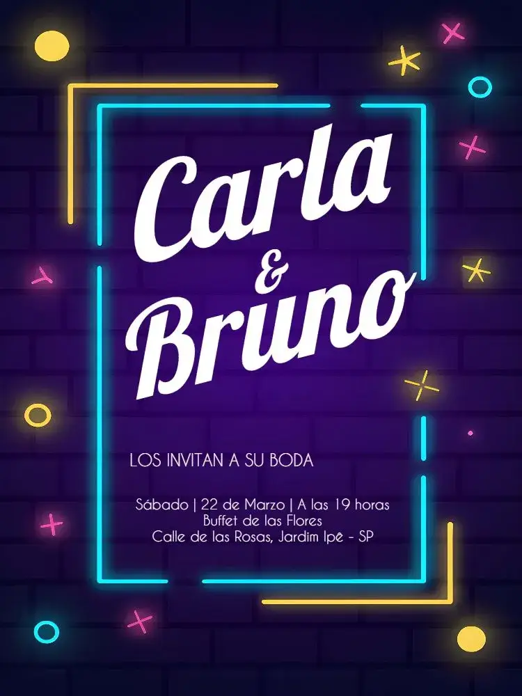 Invitación Boda Neon Lila