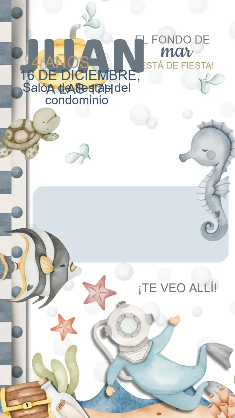 Invitación Cumpleaños Fondo del Mar