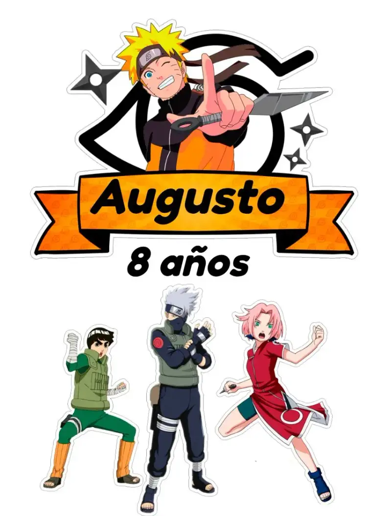 Invitación Topper de Pastel de Naruto para Imprimir – tema Topper de torta verde, anime, jovial, divertido, temático, moderno