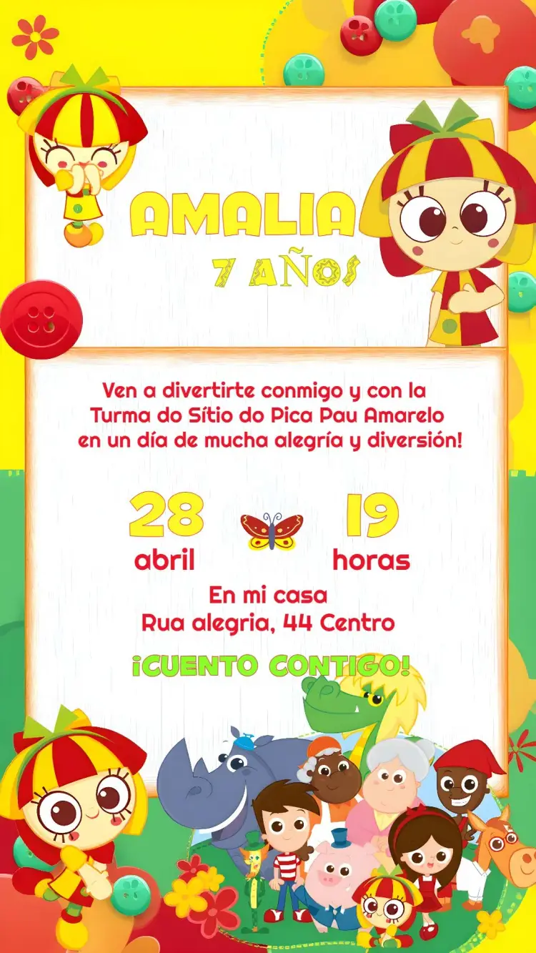 Invitación Finca El Sitio Del Pica Pau Amarillo Colorido