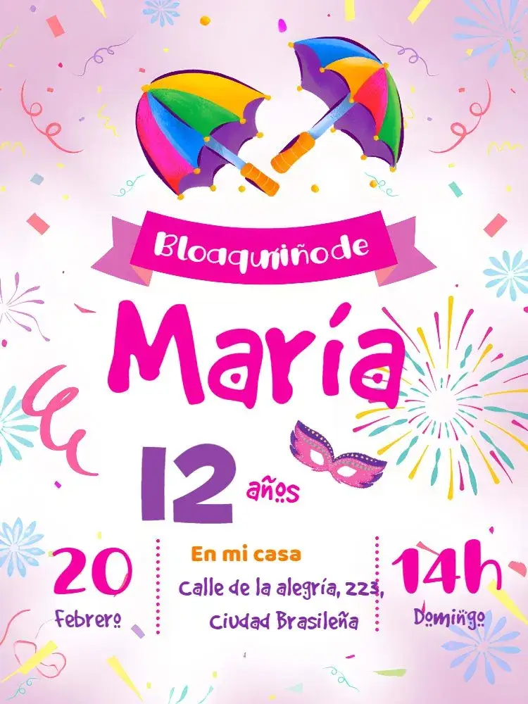 Invitación Carnaval Bailinho-carnavalesco-baile-fiesta