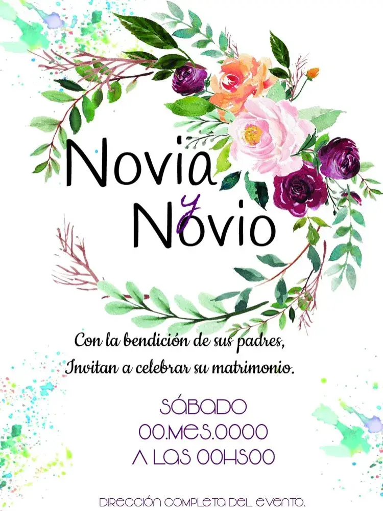 Invitación Boda Acuarela Floral
