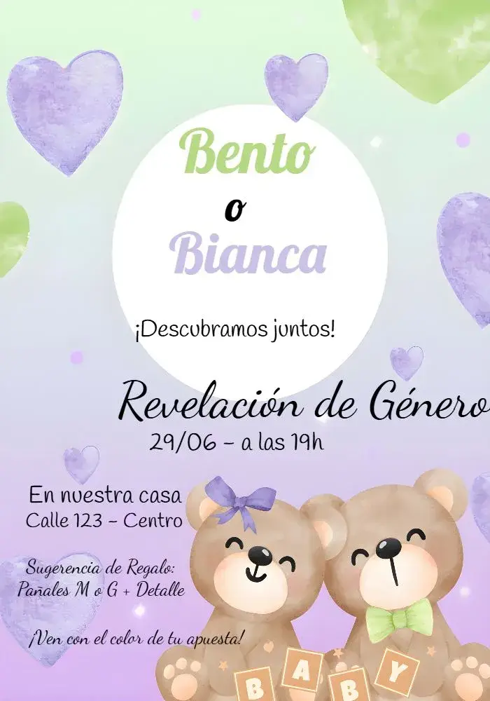 Invitación Baby Shower Ositos Nube