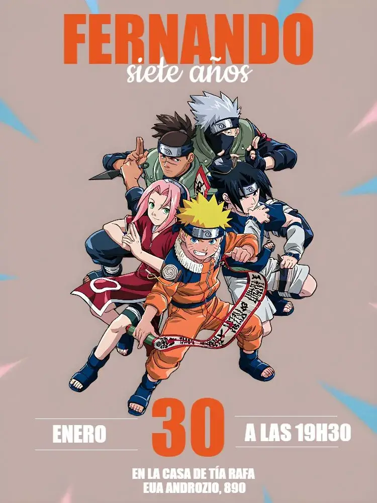 Invitación Akatsuki Naruto Japones