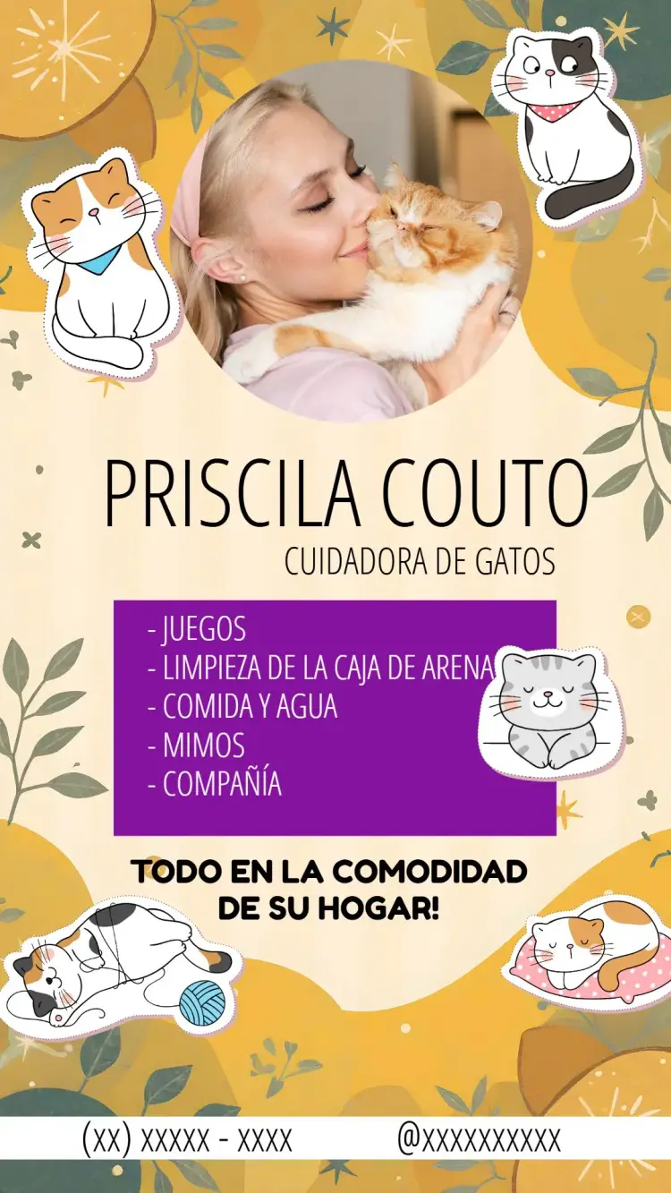 Invitación Tarjeta De Visita Cat Sister Cuidadora De Mascotas