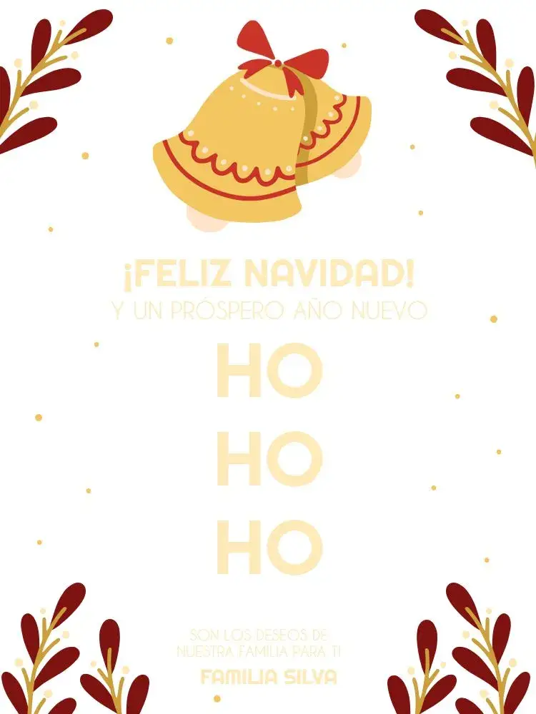 Invitación Tarjeta De Navidad Campanas Claro Celebración