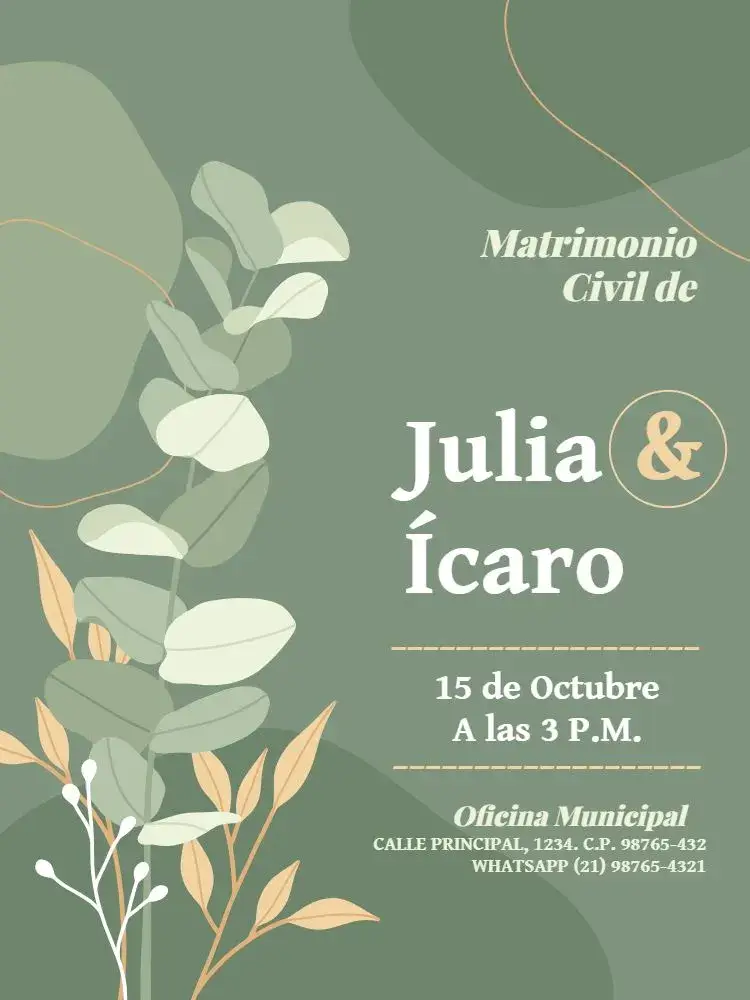 Invitación Boda Civil Floral Esposo