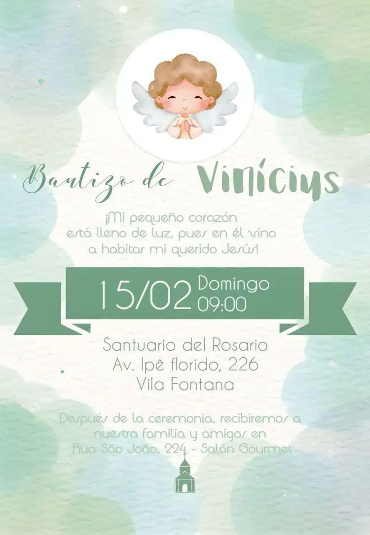 Invitación Bautizo Angelito Blanco