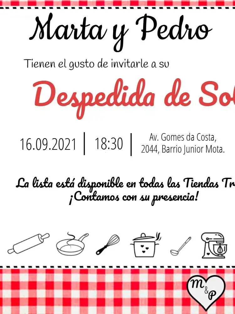 Invitación Despedida de soltera Fue – tema Despedida de Soltera moderno, divertido, minimalista, cocina, clásico, vibrante
