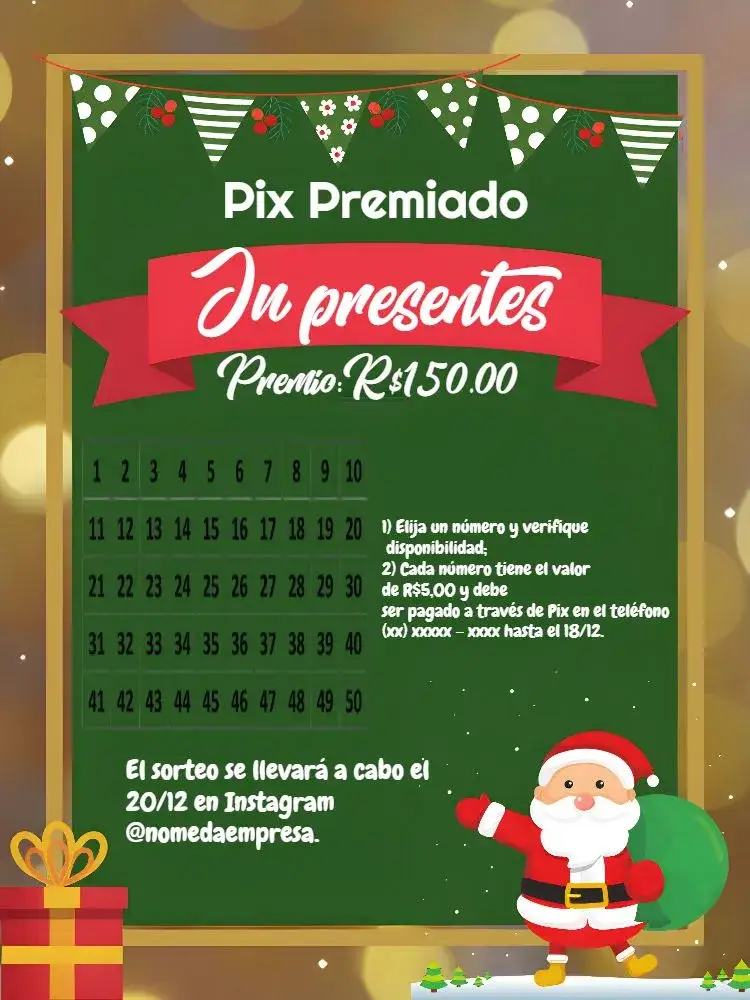 Invitación Pix Premiado Navidad Cartela – tema Cartones navideño, moderno, vibrante, elegante, colorido, interactivo