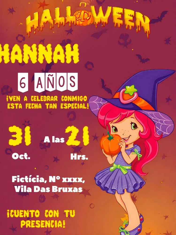 Invitación Fiesta de Halloween de Fresa