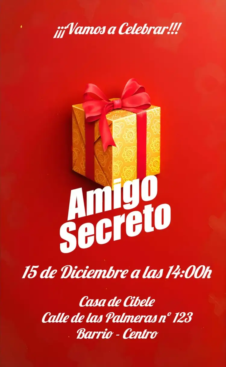 Invitación Amigo Secreto Año – tema Fechas Conmemorativas festivo, colorido, moderno, alegre, tropical, minimalista