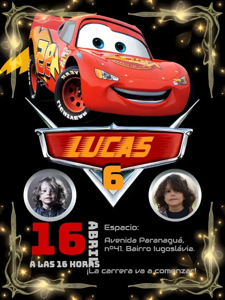 Invitación Rayo McQueen Negro