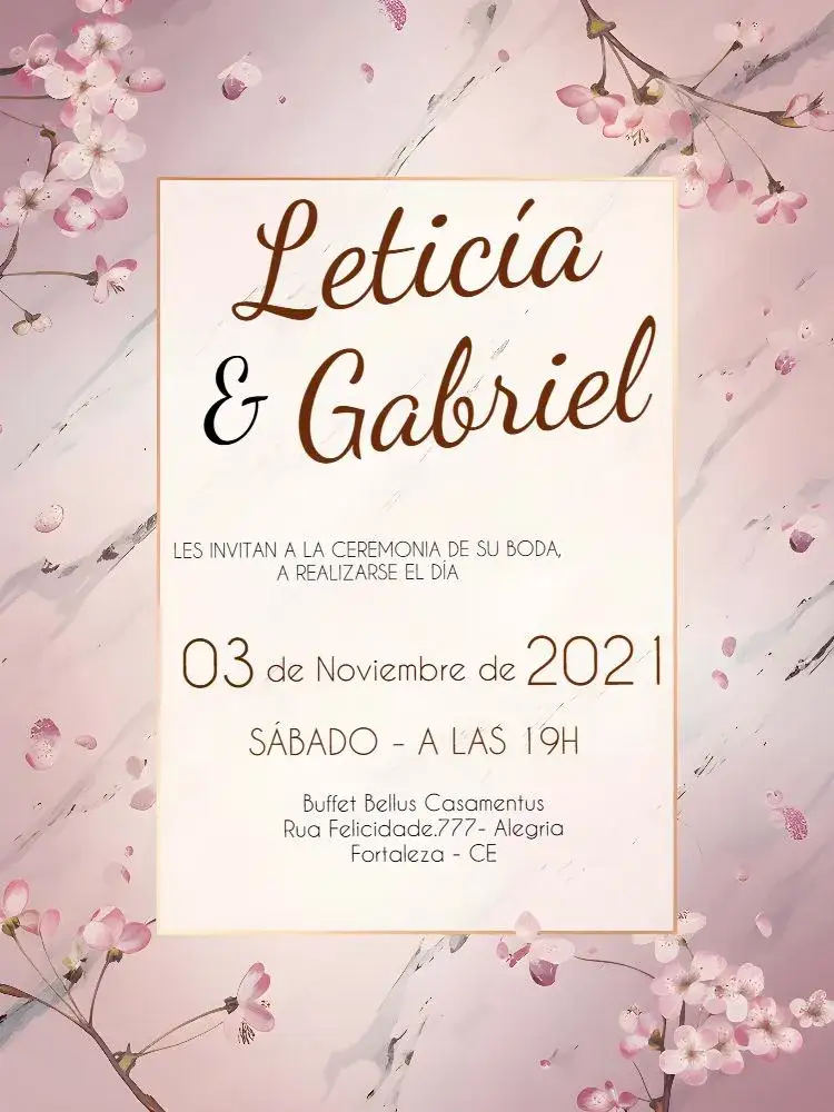Invitación Boda Floral Rosa – tema Boda floral, romántico, elegante, pastel, moderno
