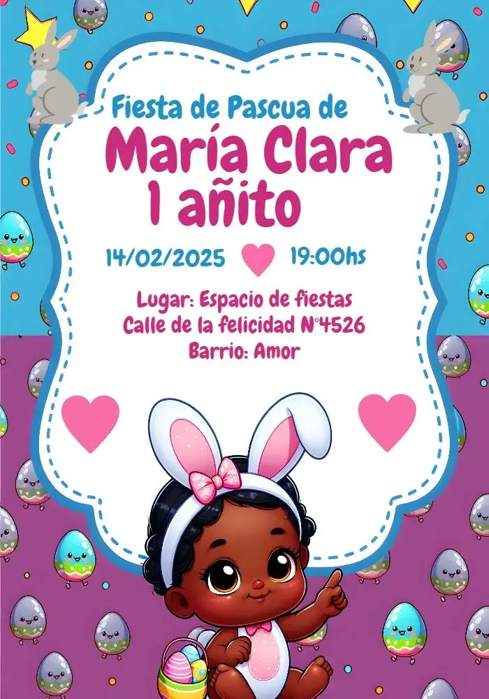 Invitación Pascua Bebé Conejito
