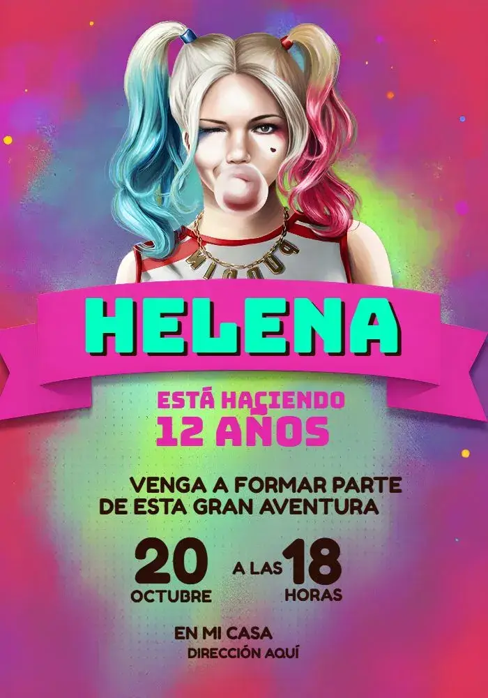 Invitación Arlequina Coringa