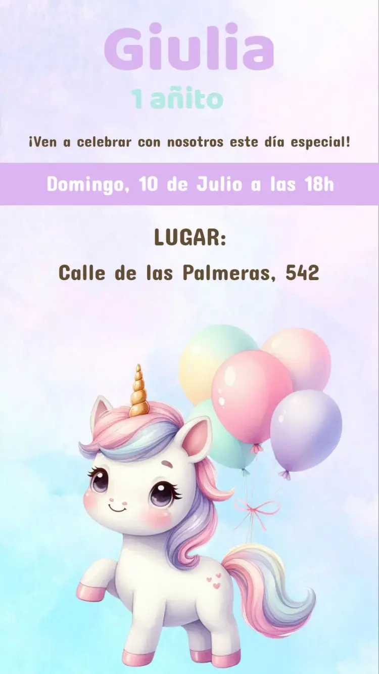 Invitación Cumpleaños Unicornio