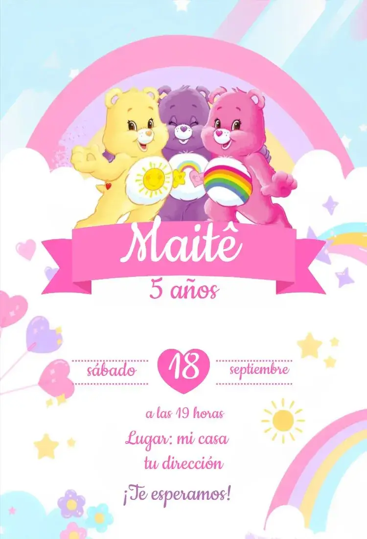 Invitación Osos Cariñosos 3 editable y personalizable