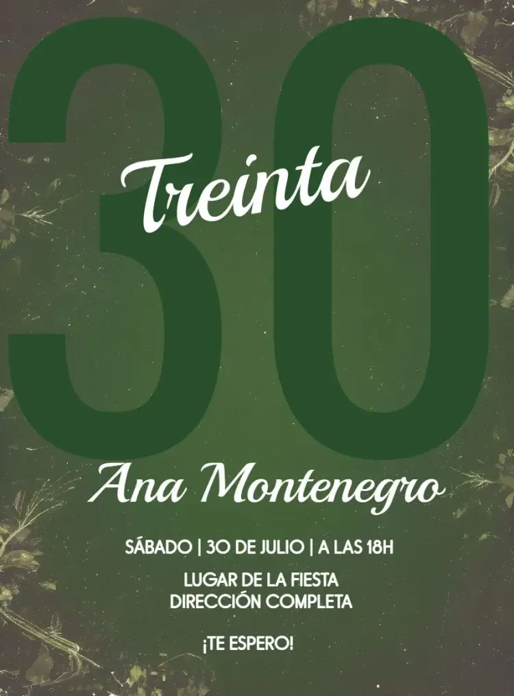 Invitación Verde Treinta Años Drink