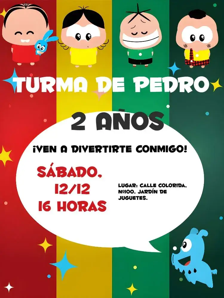Invitación Turma Da Mónica Toy Mónica – tema Cumpleaños Infantil colorido, lúdico, infantil, divertido, animado, personajes