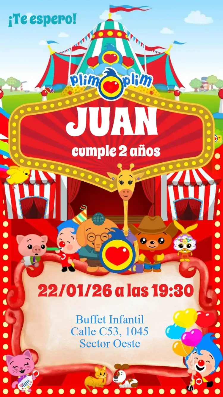 Invitación Circo del Plim Plim