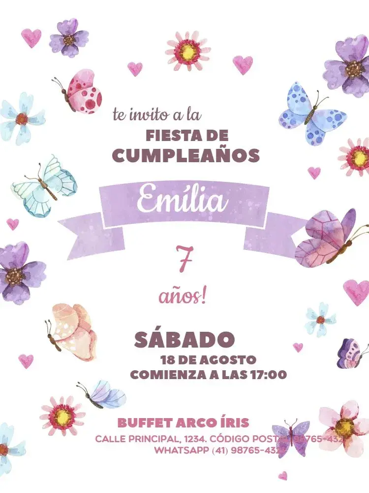 Invitación S De Mariposa Morado Encuentro