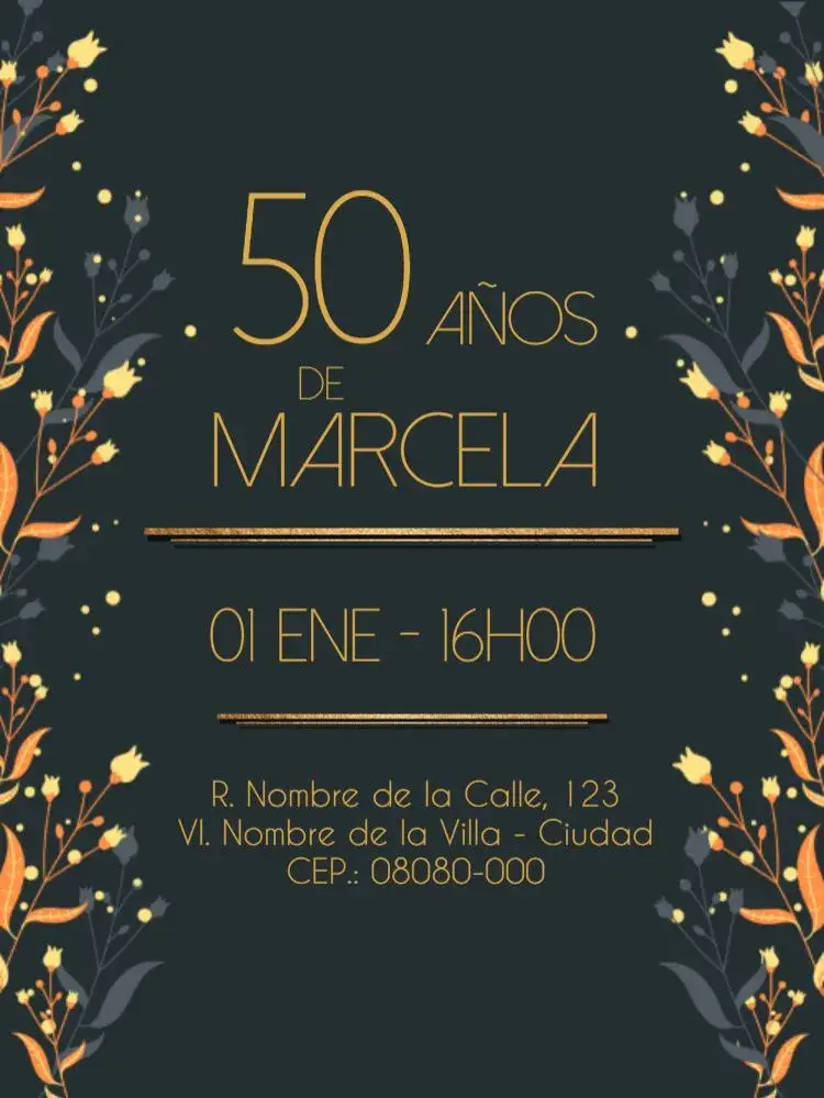 Invitación Virtual 50 Aniversario Flores Dorado