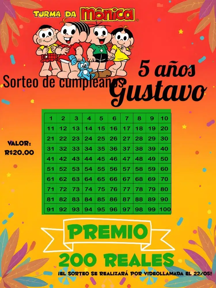 Invitación Chá Rifa De Turma Da Mônica Aniversariante – tema Cumpleaños Infantil colorido, divertido, infantil, ilustrativo, temático, brincalhão