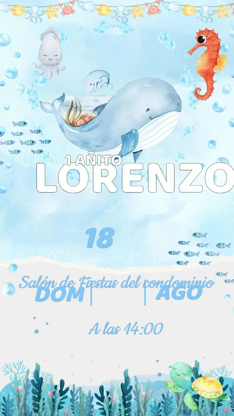 Invitación Cumpleaños Fondo del Mar