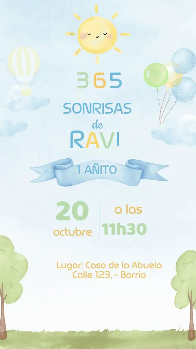 Invitación Cumpleaños 365 Sonrisas