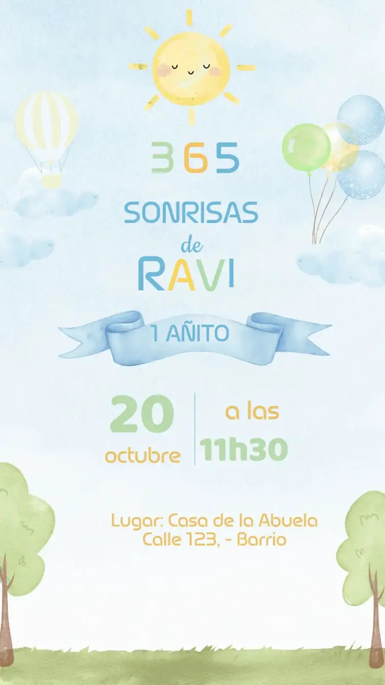 Invitación Invitación Cumpleaños 365 Sonrisas – tema Cumpleaños Infantil