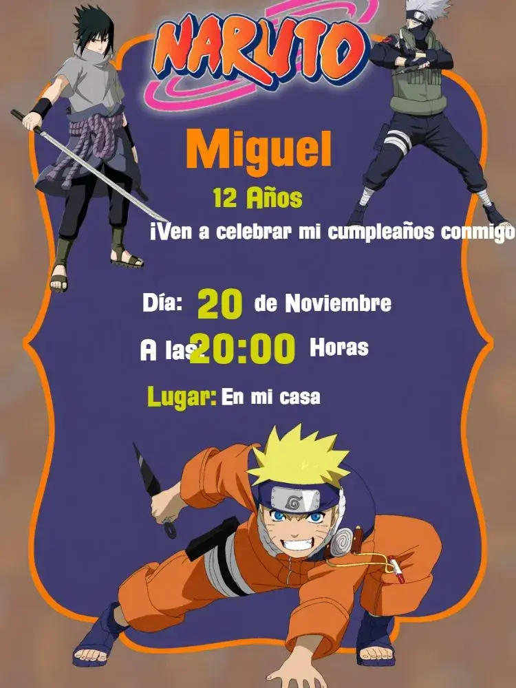 Invitación Naruto Blanco...
