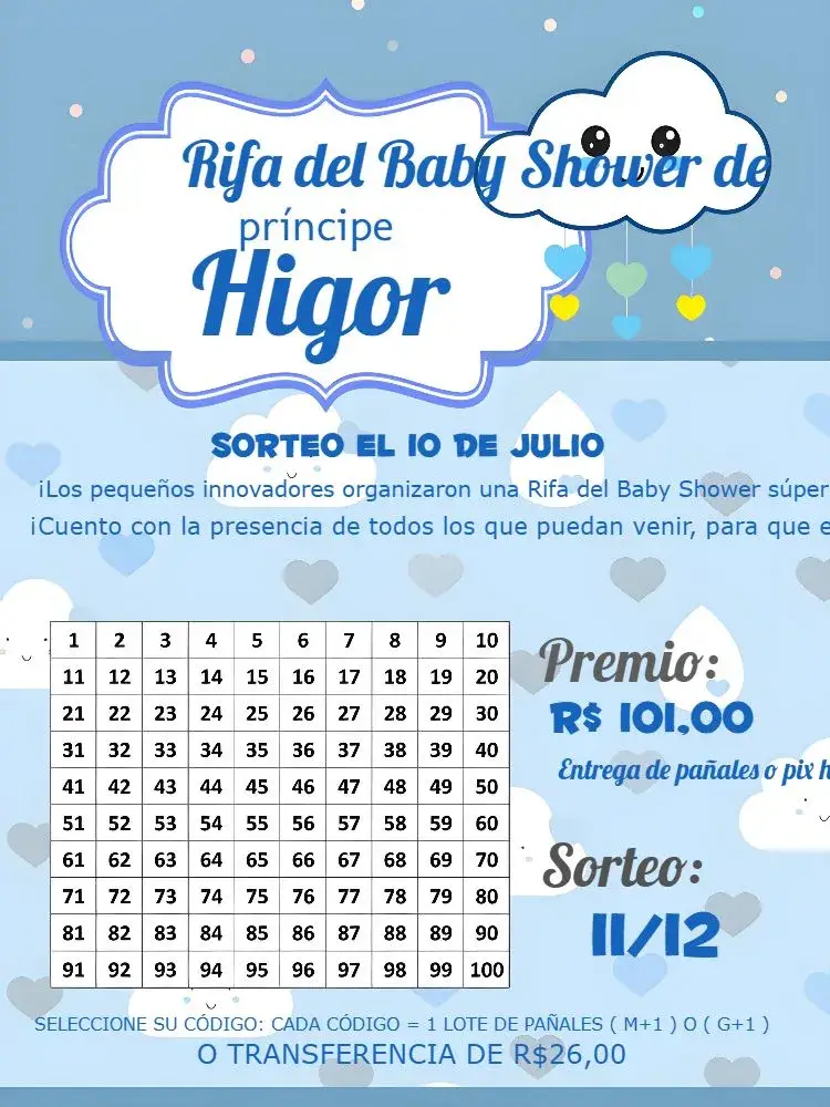 Invitación Té Rifa Lluvia De Bendiciones