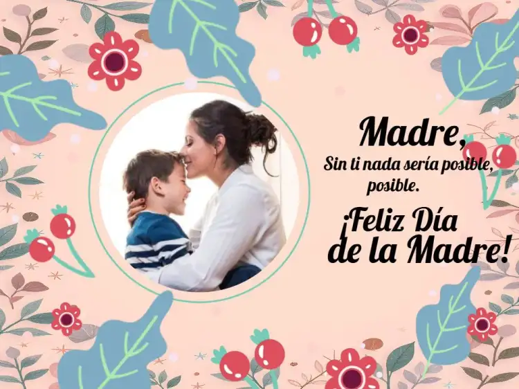 Tarjeta Día De La Madre Con Foto Rosa