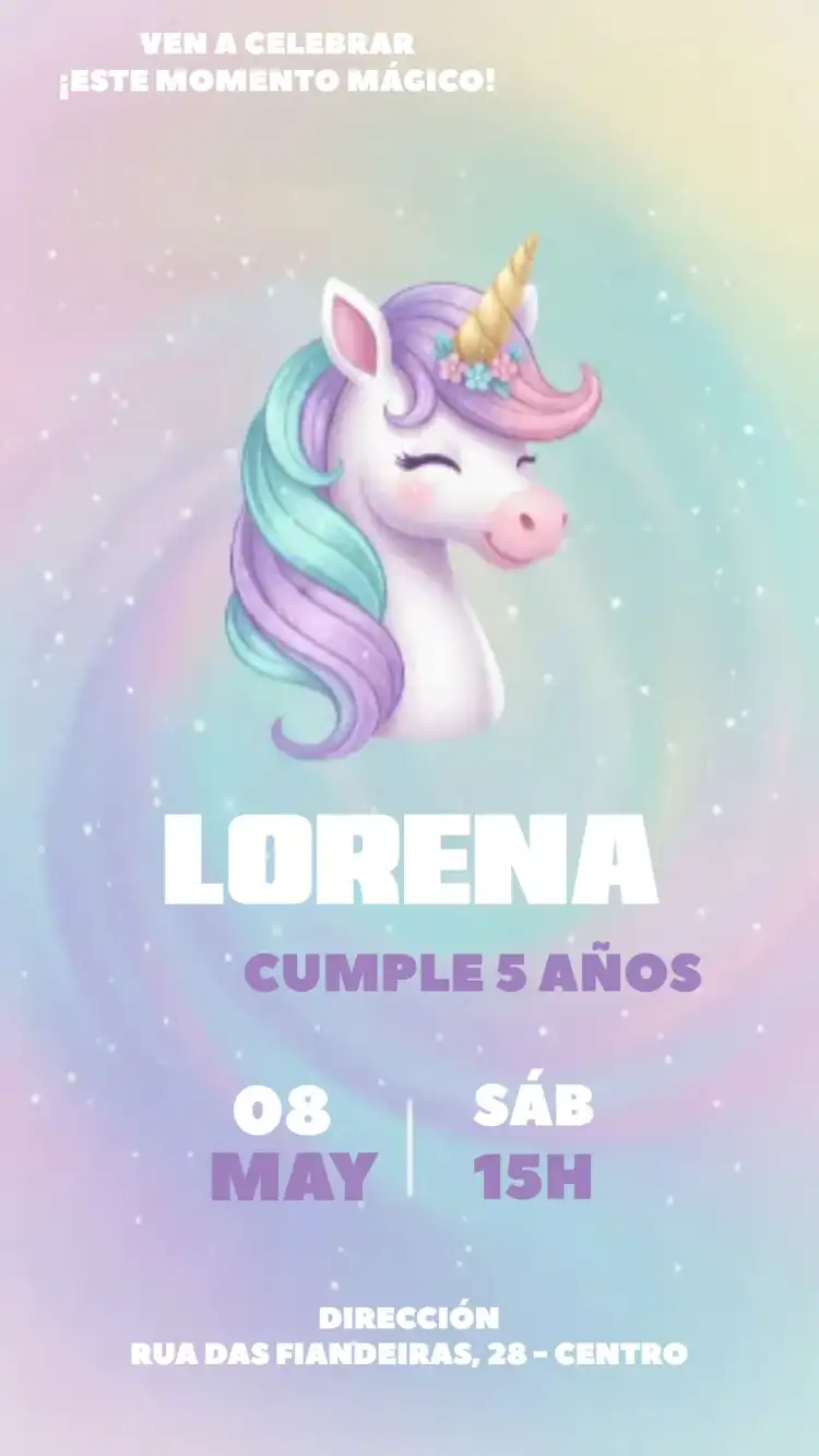 Invitación Digital Unicornio - Cumpleaños Infantil Encantado