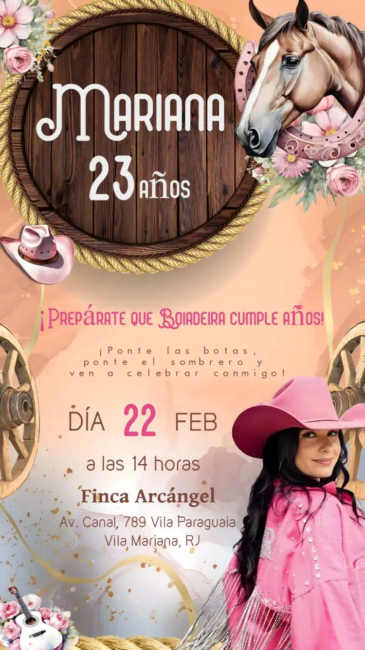 Invitación Boiadeira Ana Castela Cowboy