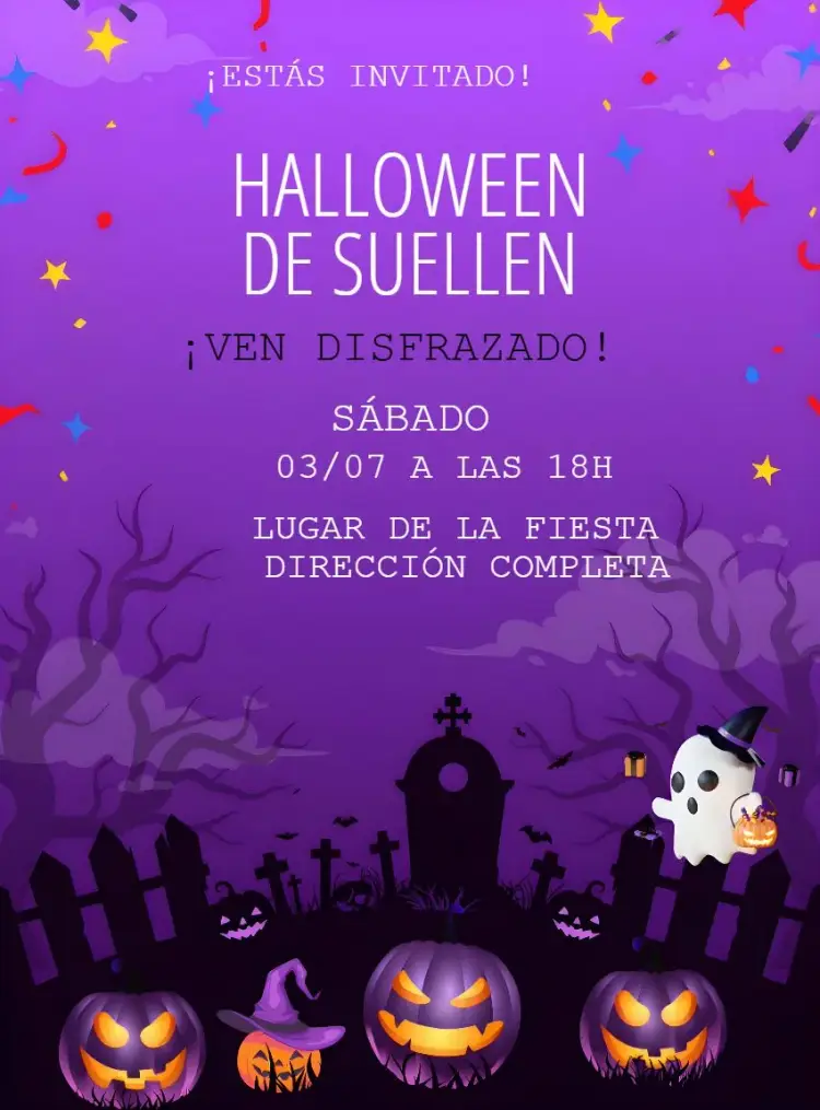Invitación Halloween Negro editable y personalizable