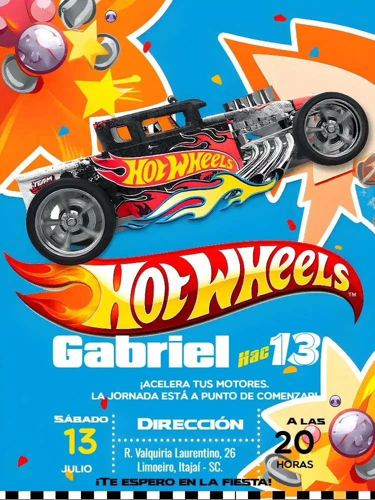 Invitación Hot Wheels Coche