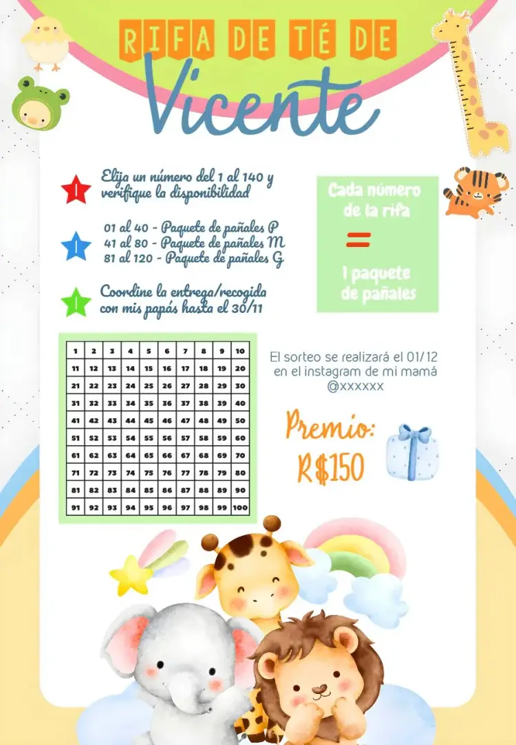 Invitación Té Rifa Safari Sabana