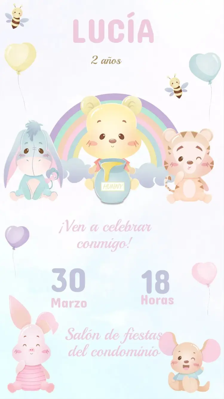 Invitación Cumpleaños Winnie the Pooh
