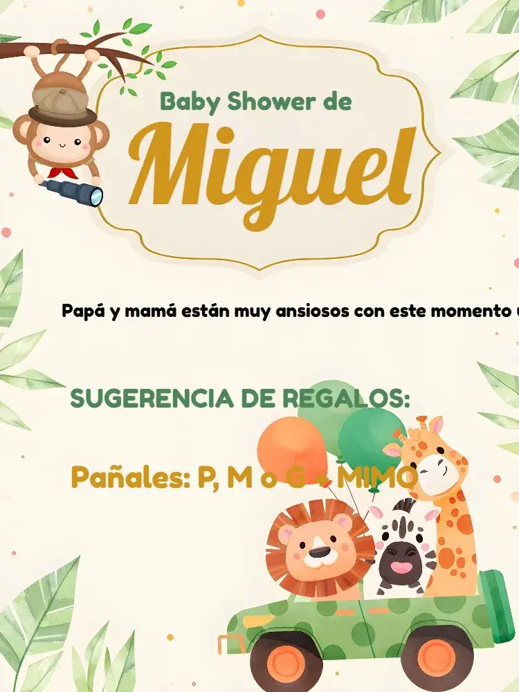 Invitación Baby Shower Safari Boy