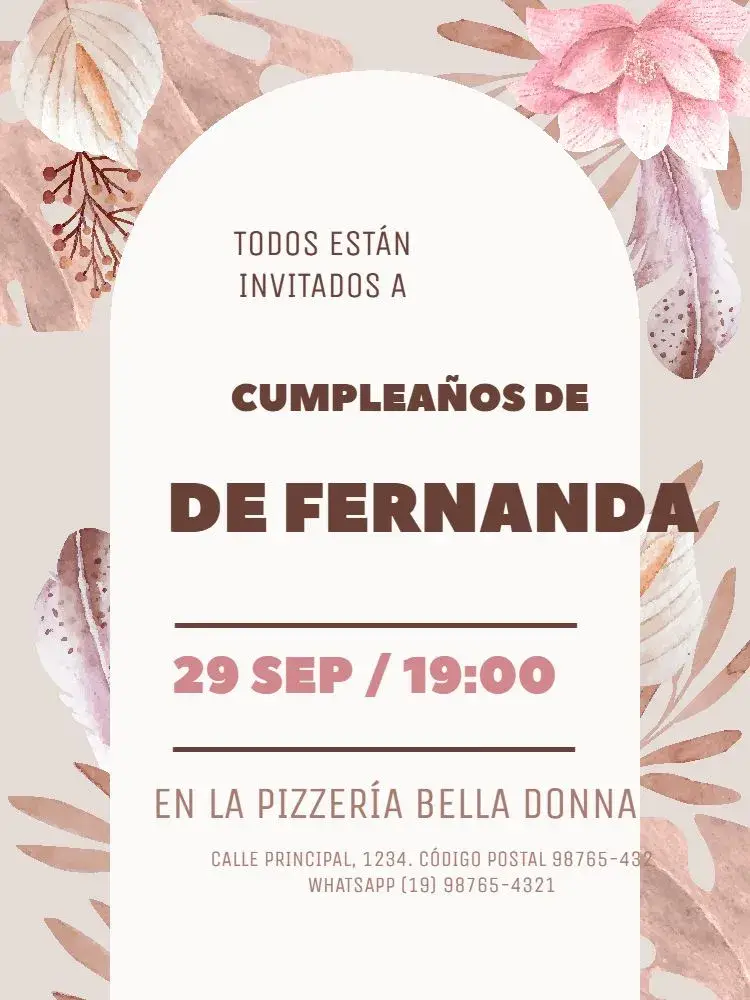 Invitación Femenino Adulto Floral Rosa Delicado