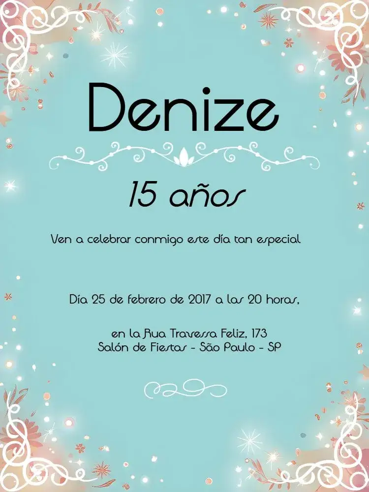 Invitación 15 Años Tiffany Brillo – tema Cumpleaños Infantil tiffany, brillo, azul, verde, arabescos, moderno