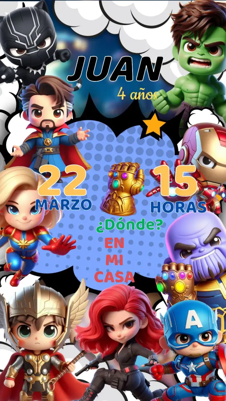 Invitación Cumpleaños Superhéroes