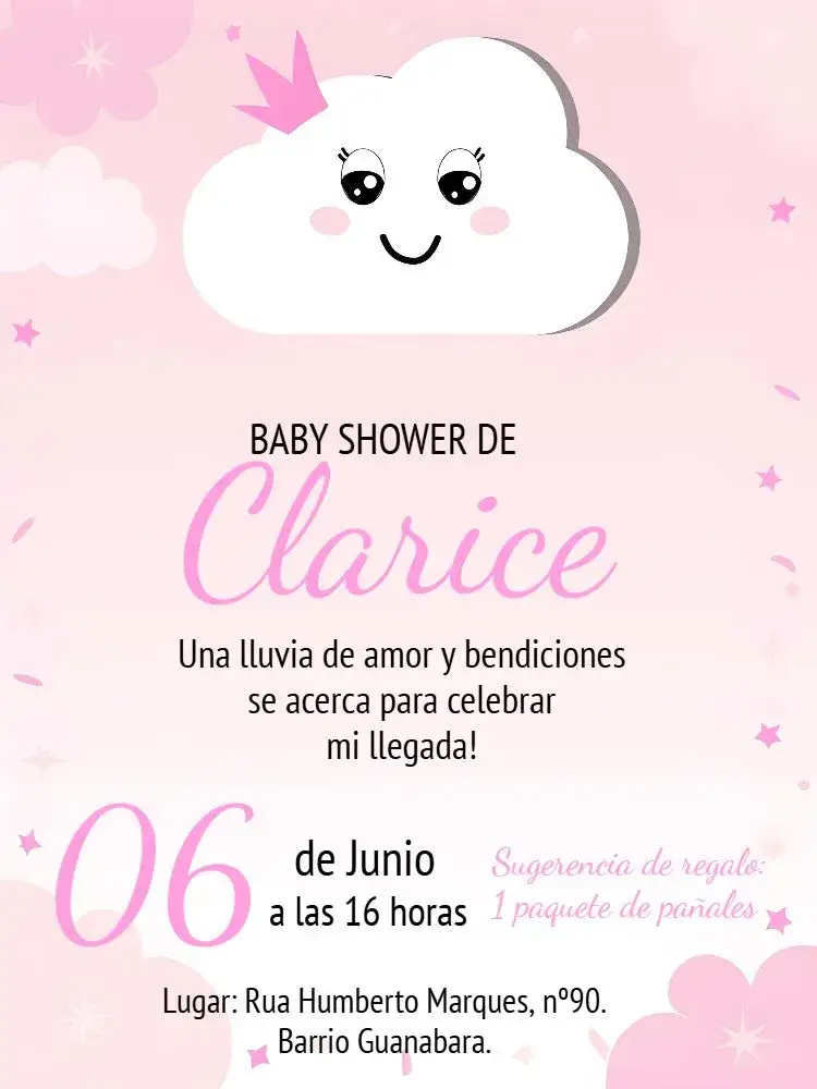 Invitación Baby Shower Rain of Love Sky
